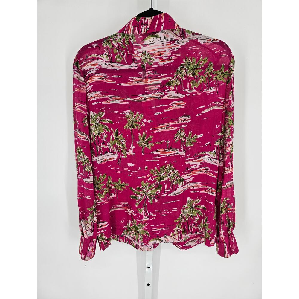 Norton & Co. Women's Pink Tropical Long Sleeve Hawaiian Shirt Size 6 - Picture 2 of 4